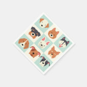 可愛い犬はライトブルーの柄を育てる スタンダードカクテルナプキン (角)