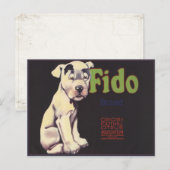 可愛い犬を付けたレモンクレートラベルプリント ポストカード (正面/裏面)