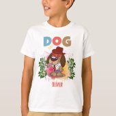 可愛い犬カラフルおもしろいパーソナライズされた子 Tシャツ (正面)