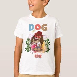 可愛い犬カラフルおもしろいパーソナライズされた子 Tシャツ