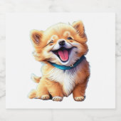 可愛い犬クラシック笑いTシャツ スパークリングワインラベル (シングルラベル)