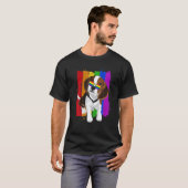 可愛い犬ゲイプライドLGBTレインボーフラッグ犬の恋人 Tシャツ (正面フル)