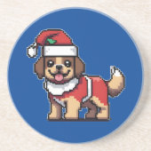 可愛い犬サンタと一緒に楽しいクリスマスを過ごしたい コースター (正面)