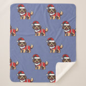 可愛い犬サンタと一緒に楽しいクリスマスを過ごしたい シェルパブランケット (正面)