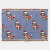 可愛い犬サンタと一緒に楽しいクリスマスを過ごしたい スローブランケット (正面)