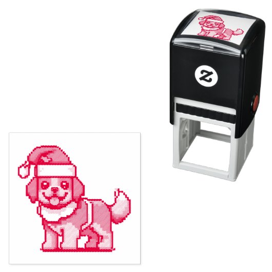 可愛い犬サンタと一緒に楽しいクリスマスを過ごしたい セルフインキングスタンプ (インサイチュ)