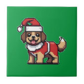 可愛い犬サンタと一緒に楽しいクリスマスを過ごしたい タイル (正面)