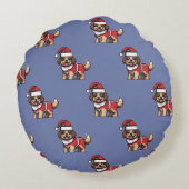 可愛い犬サンタと一緒に楽しいクリスマスを過ごしたい ラウンドクッション (裏面)