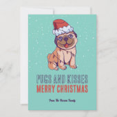 可愛い犬サンタのパグとキスメリークリスマス シーズンカード (正面)
