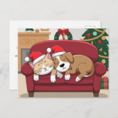 可愛い犬ネコのサンタクロース シーズンポストカード (正面/裏面)