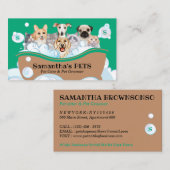 可愛い犬ネコスパシッター新郎ペットケアグリーン 名刺 (正面/裏面)