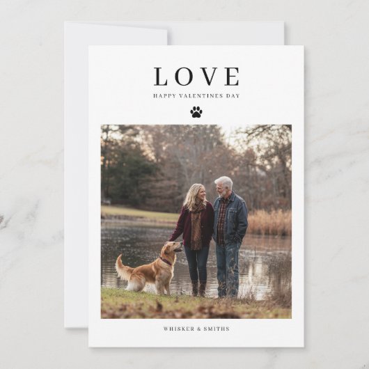 可愛い犬バレンタインのゴールデンレトリエバーファミリーフォト シーズンカード (正面)