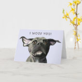 可愛い犬バレンタインデー カード (黄色い花)