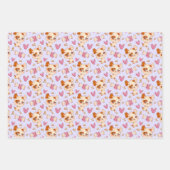 可愛い犬ピッグチックラッピング紙セット3 ラッピングペーパーシート (正面)