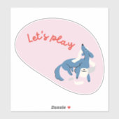 可愛い犬ピンク「レッツッ遊プ!」 シール (シート)