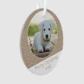 可愛い犬ペットスターパターンフォトクリスマスキープサケ オーナメント (正面)