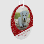 可愛い犬ペットスターレッドフォトクリスマスキープサケ オーナメント (正面)