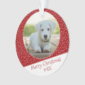 可愛い犬ペットスターレッドフォトクリスマスキープサケ オーナメント (正面)