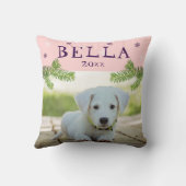 可愛い犬ペット写真ピンクのクリスマスフォトキープサケ クッション (裏面)