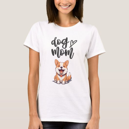 可愛い犬ママTシャツ – かわいいコーギパピーデザイン Tシャツ (正面)