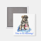 可愛い犬ランニングとスポーツのユーモアを解く時間 マグネット (正面/裏面)