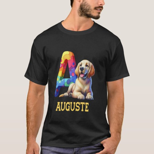 可愛い犬レターオーガスト名虹の犬 Tシャツ (正面)