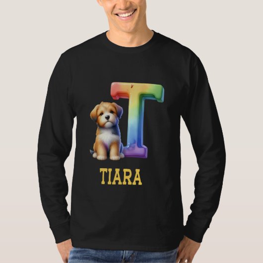 可愛い犬レターティアラ名虹の犬 Tシャツ (正面)