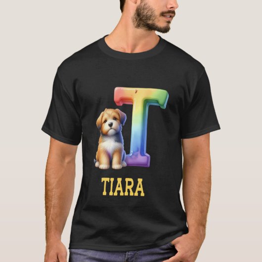 可愛い犬レターティアラ名虹の犬 Tシャツ (正面)