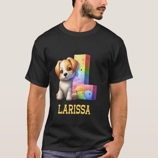 可愛い犬レターラリッサ名虹の犬 Tシャツ (正面)