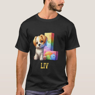 可愛い犬レターリブ名虹の犬 Tシャツ