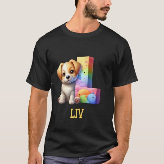 可愛い犬レターリブ名虹の犬 Tシャツ (正面)