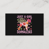 可愛い犬好きシュナウザー犬を愛する女の子 名刺 (裏面)