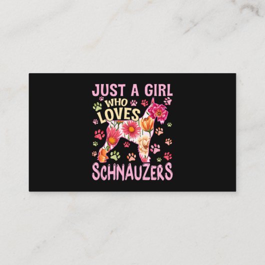 可愛い犬好きシュナウザー犬を愛する女の子 名刺 (裏面)