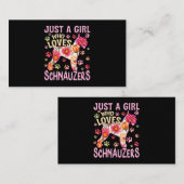 可愛い犬好きシュナウザー犬を愛する女の子 名刺 (正面/裏面)