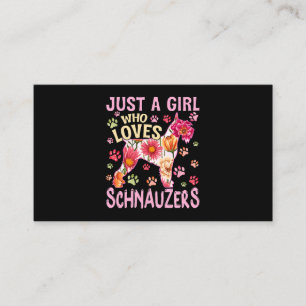 可愛い犬好きシュナウザー犬を愛する女の子 名刺