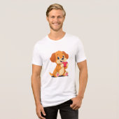 可愛い犬好きTシャツ – 漫画犬Tシャツ トライブレンドＴシャツ (正面全面)
