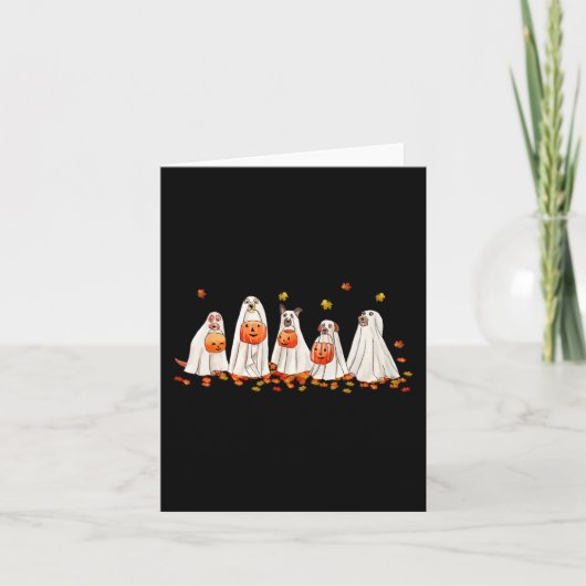 可愛い犬幽霊ハロウィンおもしろいブー1 カード (正面)