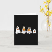 可愛い犬幽霊ハロウィンおもしろいブー カード (黄色い花)