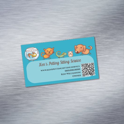可愛い犬歩く動物気にペットサービスQRコード マグネット名刺 (インサイチュ)