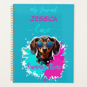 可愛い犬絵を描ピンクブルーラブサマータイムプランナー プランナー手帳