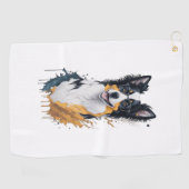 可愛い犬縁どのコリー ゴルフタオル (横)