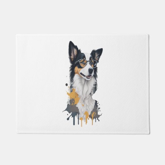 可愛い犬縁どのコリー ドアマット (正面)