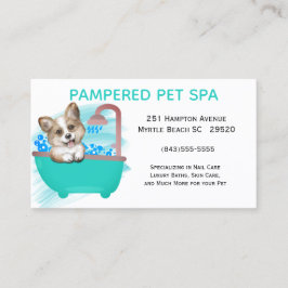 可愛い犬風呂グリーンペットトリマー名刺 名刺