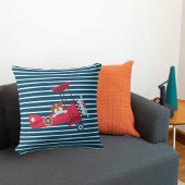 可愛い犬飛んでいる赤い飛行機、男の赤ちゃん子供部屋 クッション