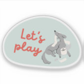 可愛い犬、セージ・グリーン、「レッツ遊ー!」 シール (正面)