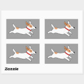 可愛い犬 – ハッピンランニングズJack Russell Terrier 長方形シール (シート)