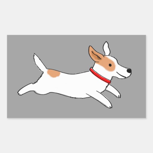 可愛い犬 – ハッピンランニングズJack Russell Terrier 長方形シール (正面)