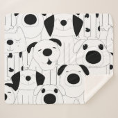 可愛い犬：黒、白い漫画。 シェルパブランケット (正面(横))