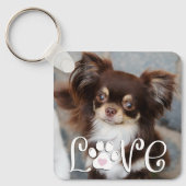 可愛い犬LOVEポープリントフォトカスタム キーホルダー (正面)