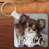 可愛い犬LOVEポープリントフォトカスタム キーホルダー (正面)